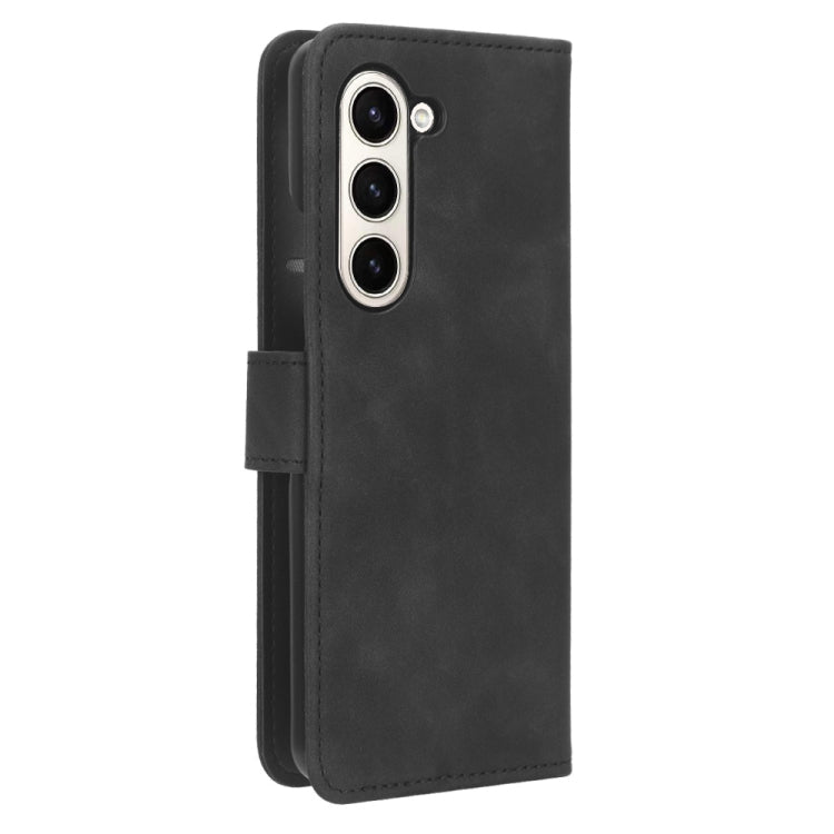 For Samsung Galaxy Z Fold5 Skin Feel Magnetic Flip Leather Phone Case(Black)