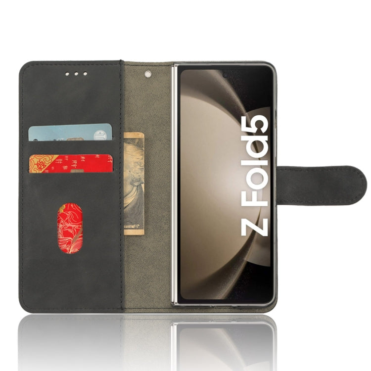 For Samsung Galaxy Z Fold5 Skin Feel Magnetic Flip Leather Phone Case(Black)