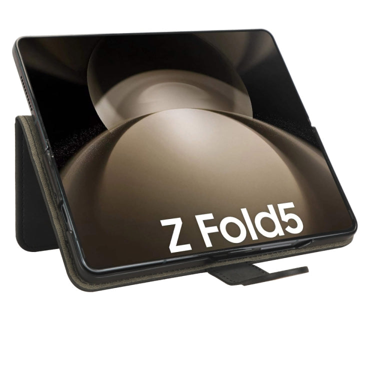For Samsung Galaxy Z Fold5 Skin Feel Magnetic Flip Leather Phone Case(Black)