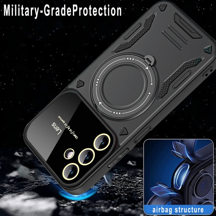 For Samsung Galaxy A14 5G Large Window MagSafe Holder Phone Case(Black)