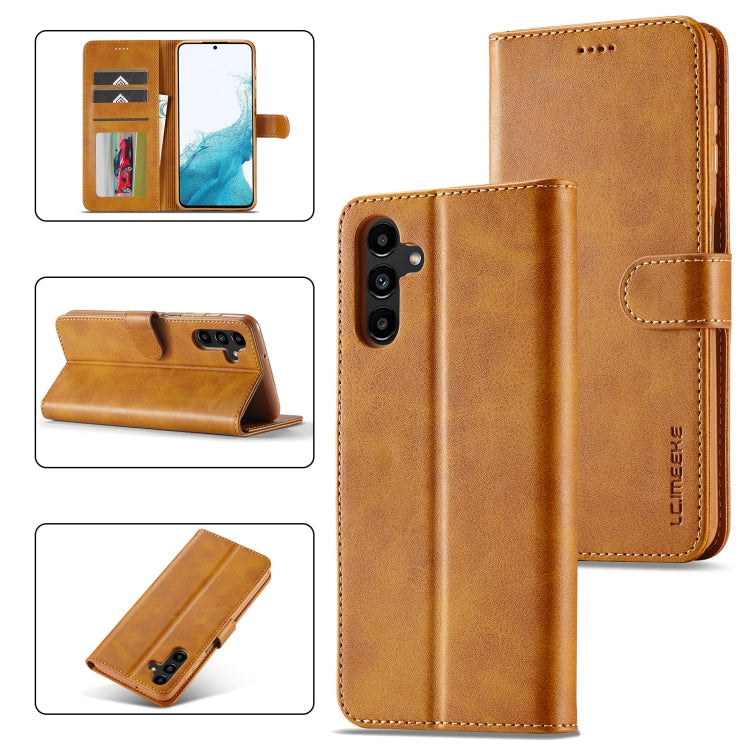 For Samsung Galaxy S23 FE 5G LC.IMEEKE Calf Texture Leather Phone Case(Brown)