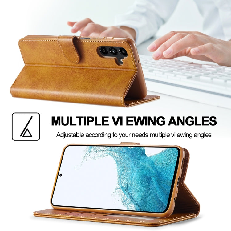 For Samsung Galaxy S23 FE 5G LC.IMEEKE Calf Texture Leather Phone Case(Brown)