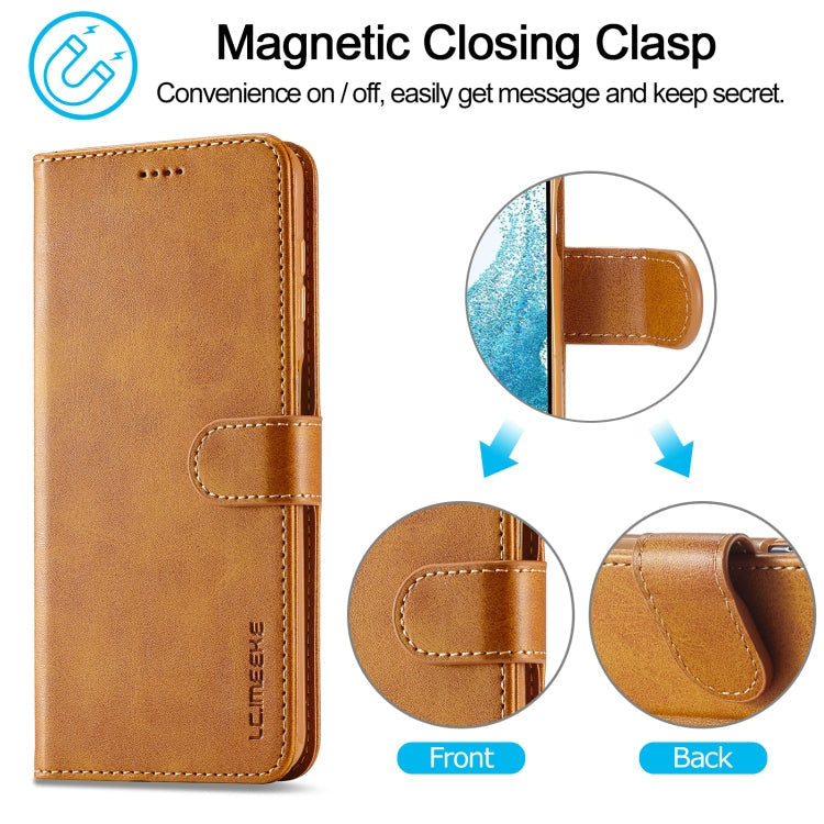For Samsung Galaxy S23 FE 5G LC.IMEEKE Calf Texture Leather Phone Case(Brown)