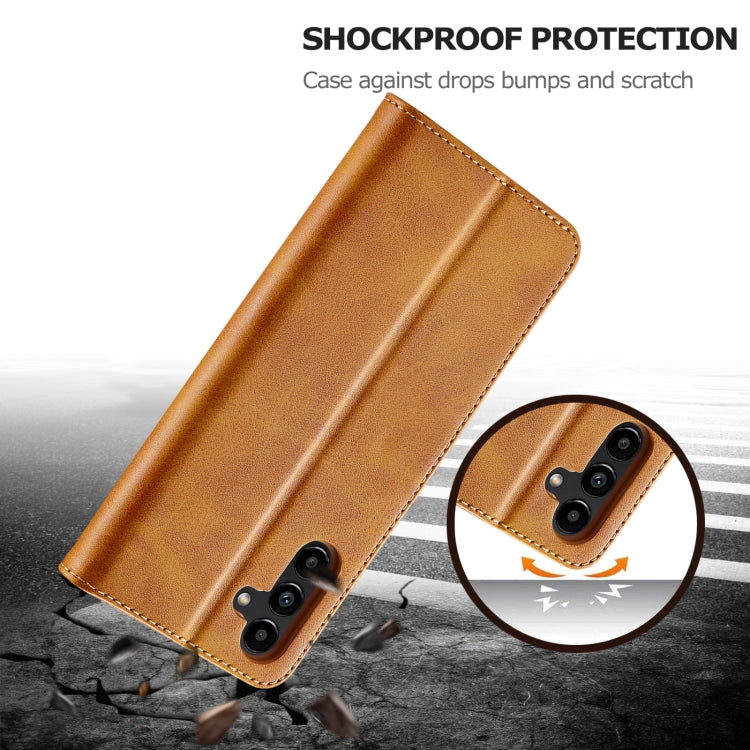 For Samsung Galaxy S23 FE 5G LC.IMEEKE Calf Texture Leather Phone Case(Brown)