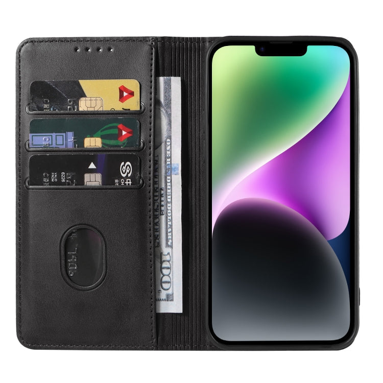 For iPhone 15 Magnetic Closure Leather Phone Case(Black)