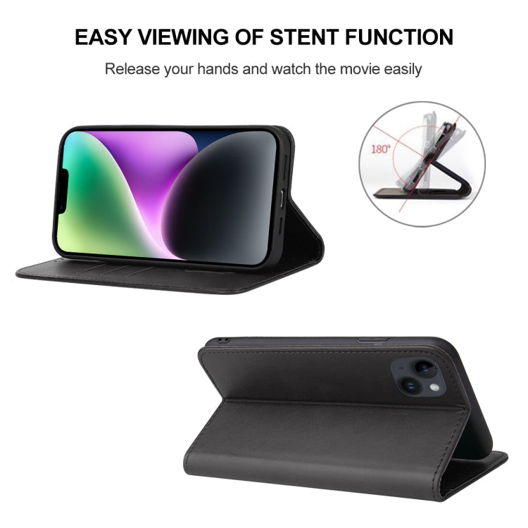 For iPhone 15 Magnetic Closure Leather Phone Case(Black)