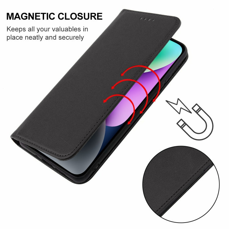 For iPhone 15 Magnetic Closure Leather Phone Case(Black)