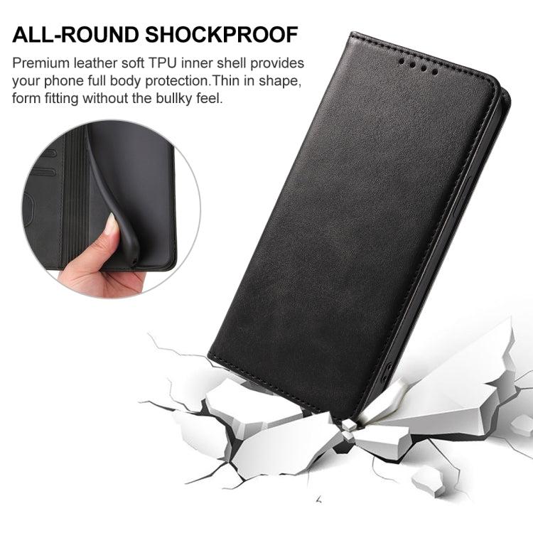 For iPhone 15 Magnetic Closure Leather Phone Case(Black)