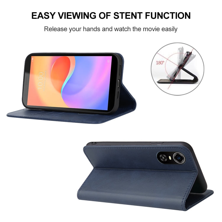 For ZTE Blade A31 Plus Magnetic Closure Leather Phone Case(Blue)