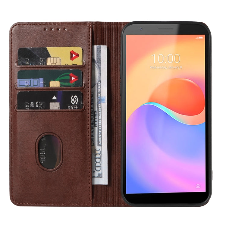 For ZTE Blade A31 Plus Magnetic Closure Leather Phone Case(Brown)