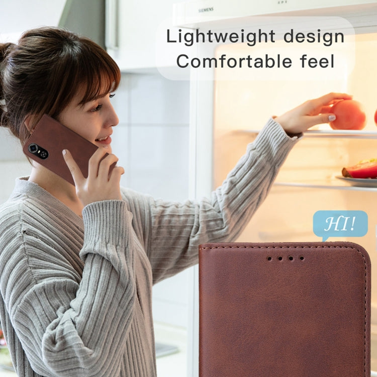For ZTE Blade A31 Plus Magnetic Closure Leather Phone Case(Brown)