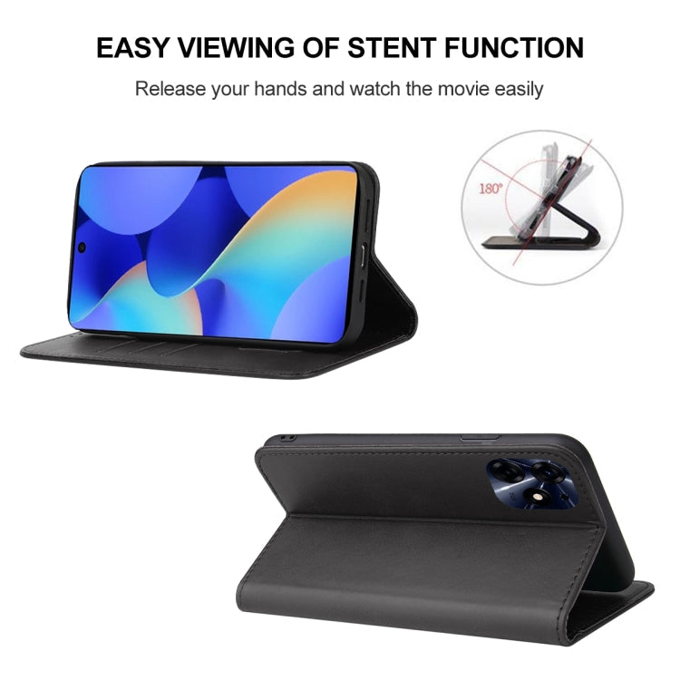 For Tecno Spark 10 Pro Magnetic Closure Leather Phone Case(Black)