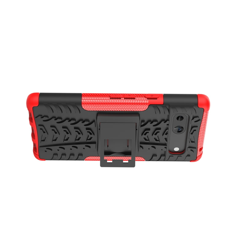 For Google Pixel 7a Tire Texture TPU + PC Phone Case with Holder(Red)