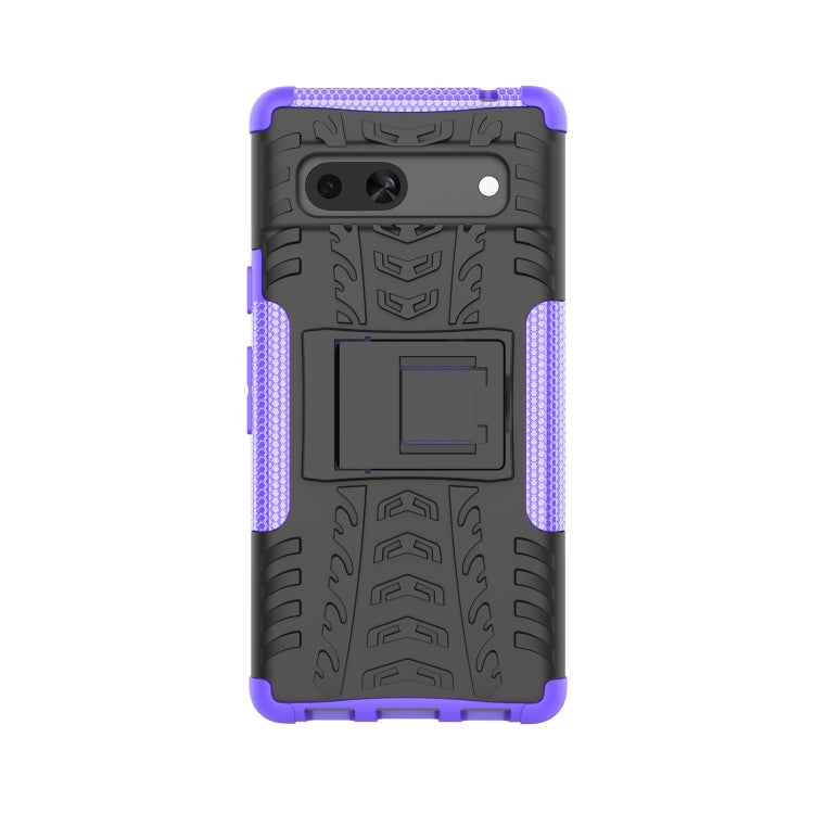 For Google Pixel 7a Tire Texture TPU  PC Phone Case with Holder(Purple)