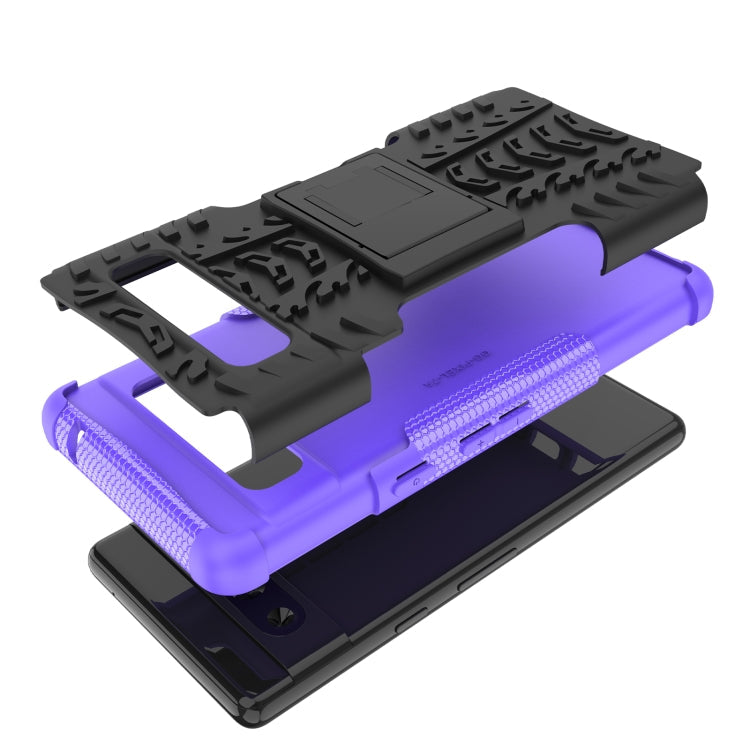 For Google Pixel 7a Tire Texture TPU  PC Phone Case with Holder(Purple)