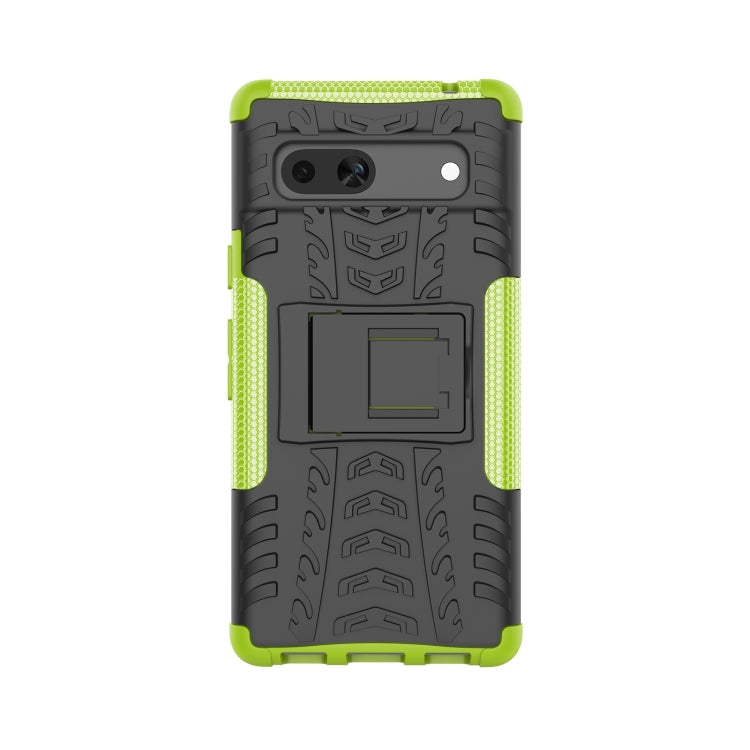 For Google Pixel 7a Tire Texture TPU  PC Phone Case with Holder(Green)