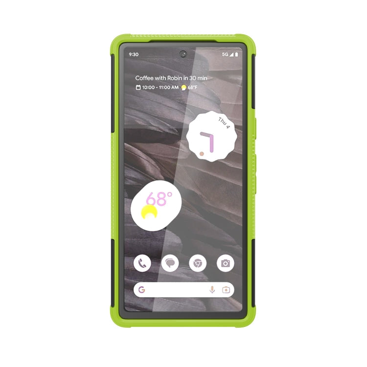 For Google Pixel 7a Tire Texture TPU  PC Phone Case with Holder(Green)