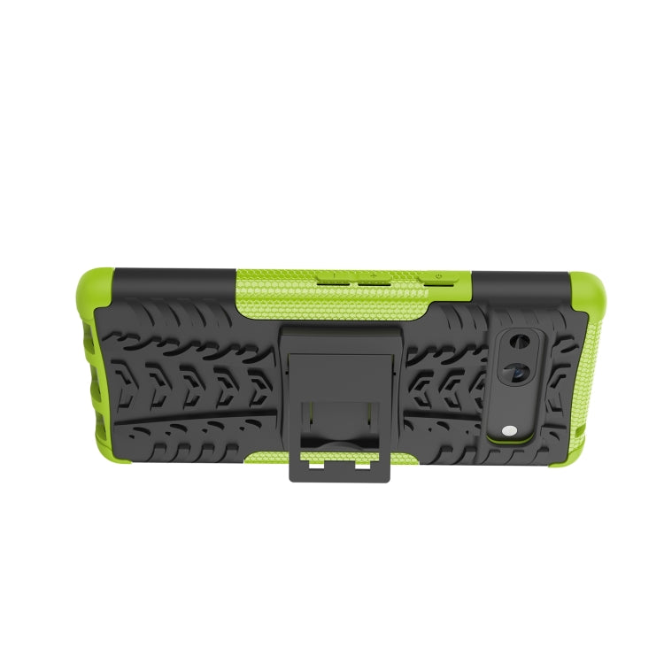 For Google Pixel 7a Tire Texture TPU  PC Phone Case with Holder(Green)