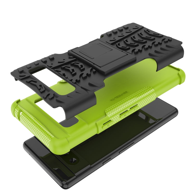 For Google Pixel 7a Tire Texture TPU  PC Phone Case with Holder(Green)