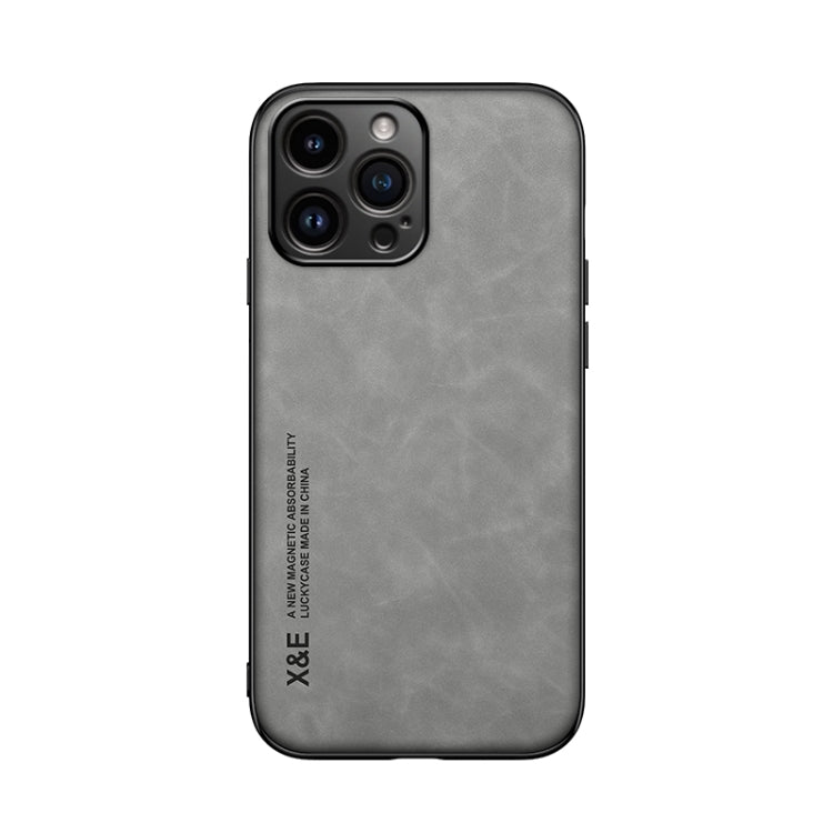 For iPhone 15 Pro Max Skin Feel Magnetic Leather Back Phone Case(Light Grey)