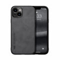 For iPhone 15 Plus Skin Feel Magnetic Leather Back Phone Case(Dark Grey)