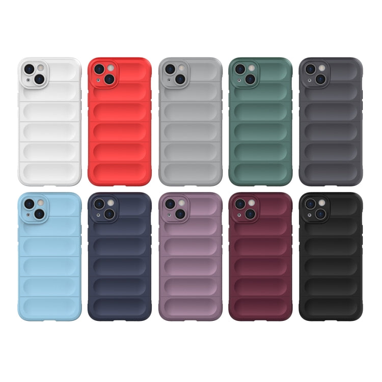 For iPhone 15 Plus Magic Shield TPU + Flannel Phone Case(Wine Red)