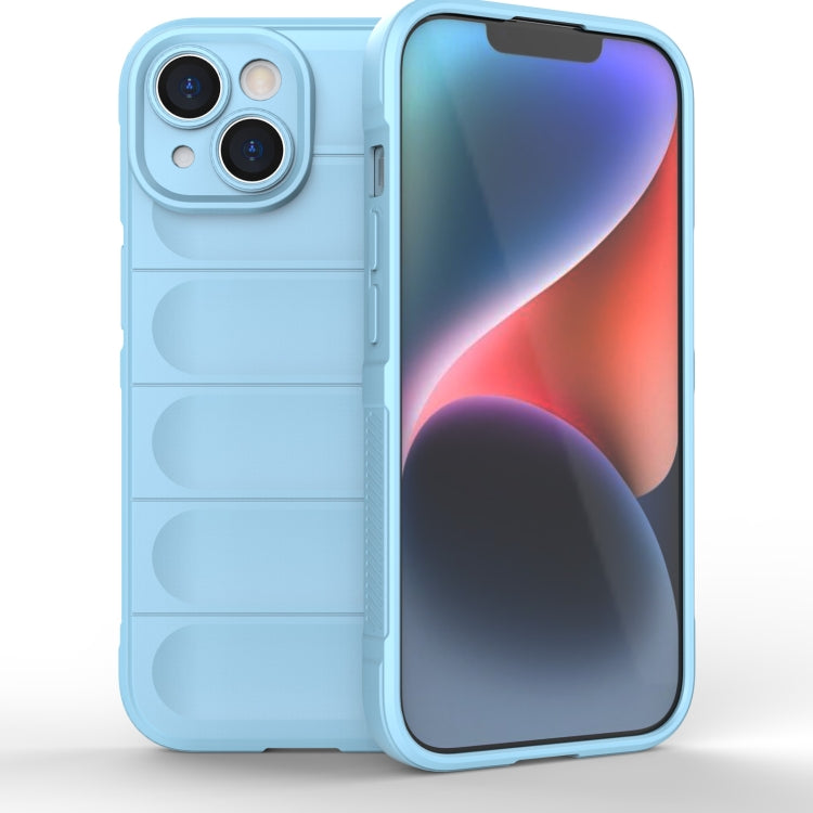 For iPhone 15 Magic Shield TPU + Flannel Phone Case(Light Blue)