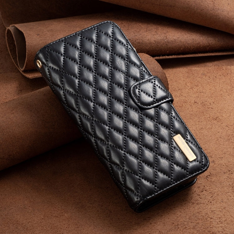 For Samsung Galaxy Z Fold5 Diamond Lattice Zipper Wallet Leather Flip Phone Case(Black)