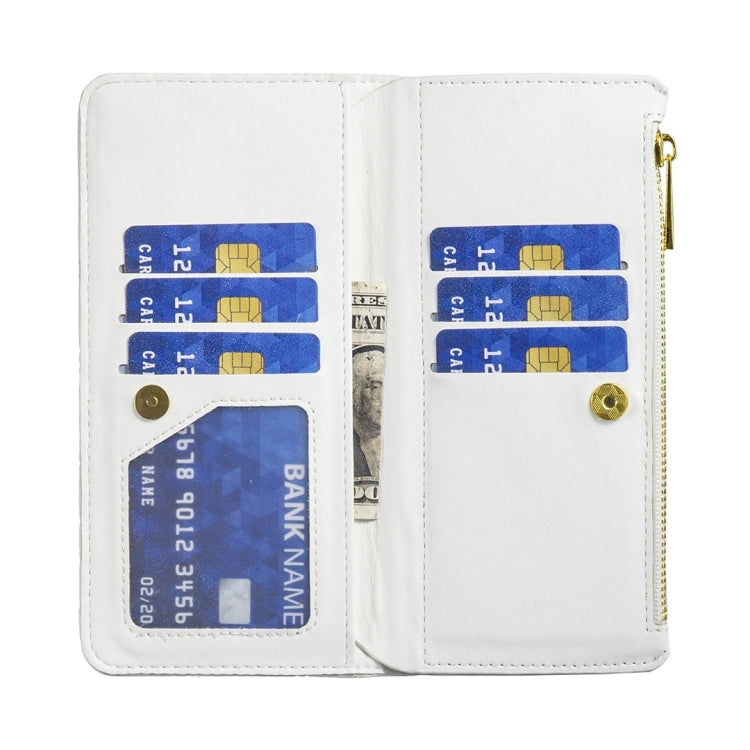 For Samsung Galaxy Z Fold5 Diamond Lattice Zipper Wallet Leather Flip Phone Case(White)