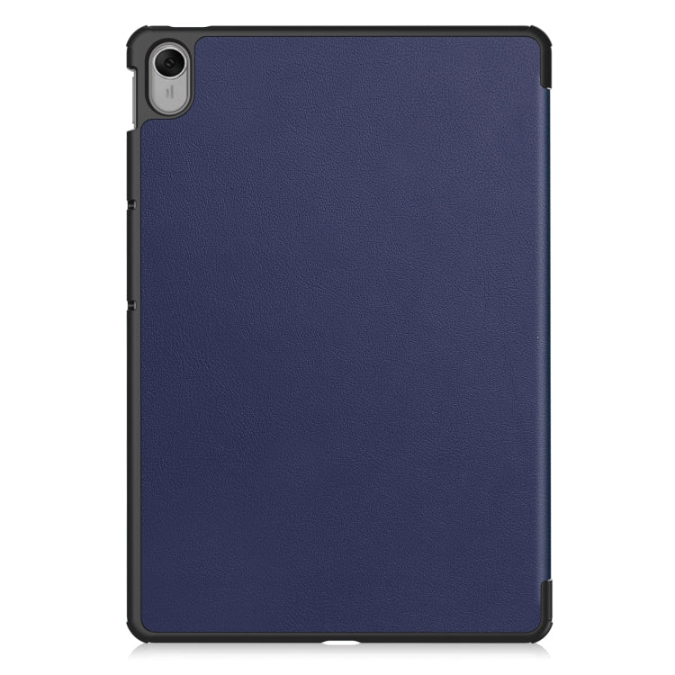 For Huawei MatePad 11.5 2023 Custer Texture 3-Fold Holder Leather Tablet Case(Dark Blue)