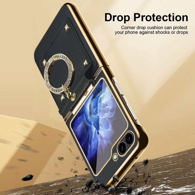 Colorful PU Phone Case with Ring Holder, For Samsung Galaxy Z Flip7 FE / Flip6, For Samsung Galaxy Z Flip7 5G, For Samsung Galaxy Z Flip5