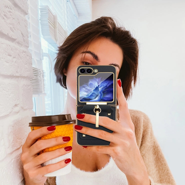 Colorful PU Phone Case with Ring Holder, For Samsung Galaxy Z Flip7 FE / Flip6, For Samsung Galaxy Z Flip7 5G, For Samsung Galaxy Z Flip5