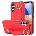 For Samsung Galaxy A14 4G / 5G Non-slip Full Coverage Ring PU Phone Case with Wristband(Red)