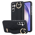 For Samsung Galaxy A54 5G Non-slip Full Coverage Ring PU Phone Case with Wristband(Black)