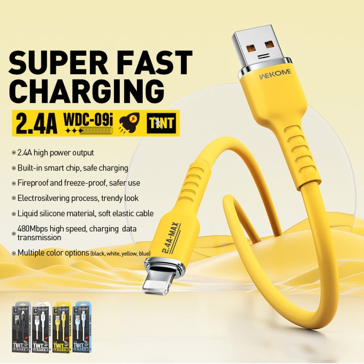 WK WDC-09i 2.4A USB to 8 Pin Silicone Data Cable, Length: 1.2m(White)