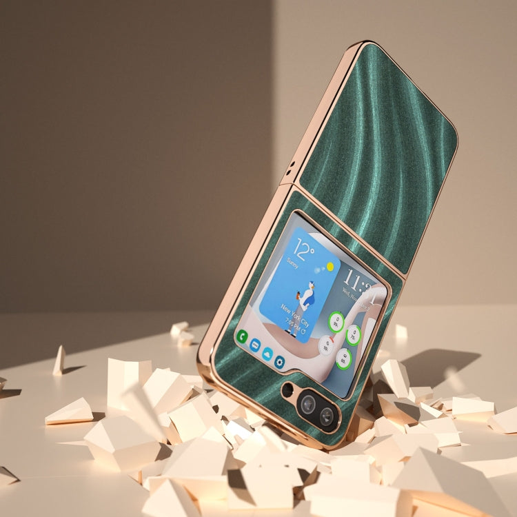 For Samsung Galaxy Z Flip5 Nano Electroplating Galactic Pattern Protective Phone Case(Green)
