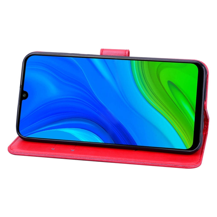 For Huawei P Smart 2020 Rose Embossed Horizontal Flip PU Leather Case with Holder & Card Slots & Wallet(Red)