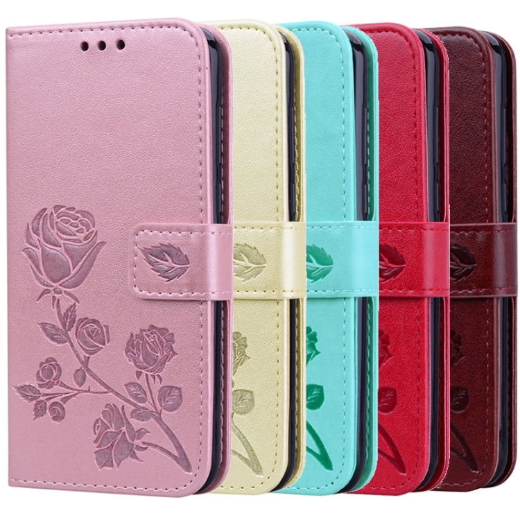 For Huawei P Smart 2020 Rose Embossed Horizontal Flip PU Leather Case with Holder & Card Slots & Wallet(Red)