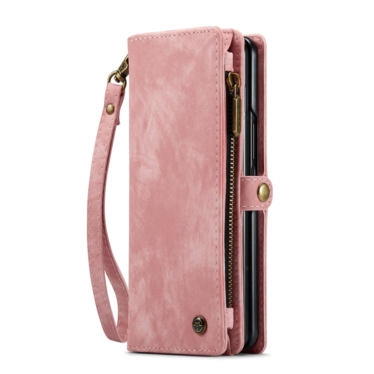 For Samsung Galaxy Z Fold5 CaseMe 008 Multifunctional Zipper Wallet Phone Leather Case(Pink)