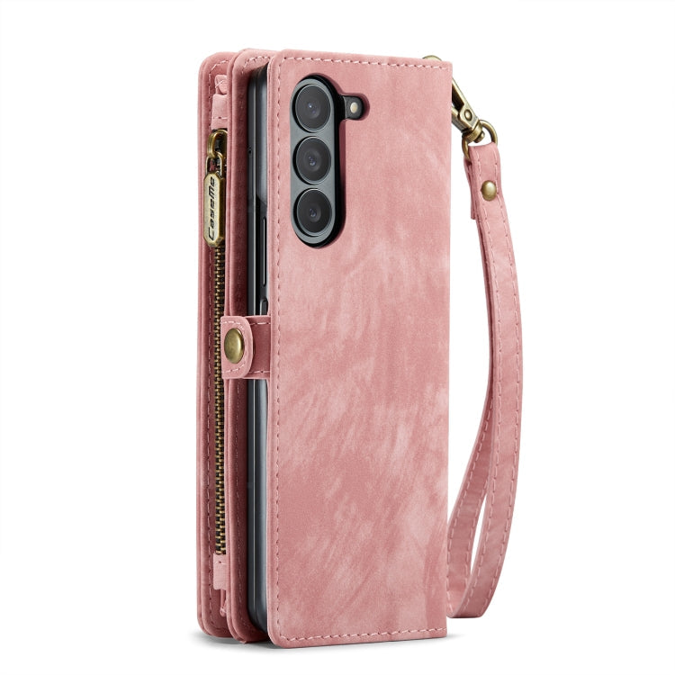 For Samsung Galaxy Z Fold5 CaseMe 008 Multifunctional Zipper Wallet Phone Leather Case(Pink)