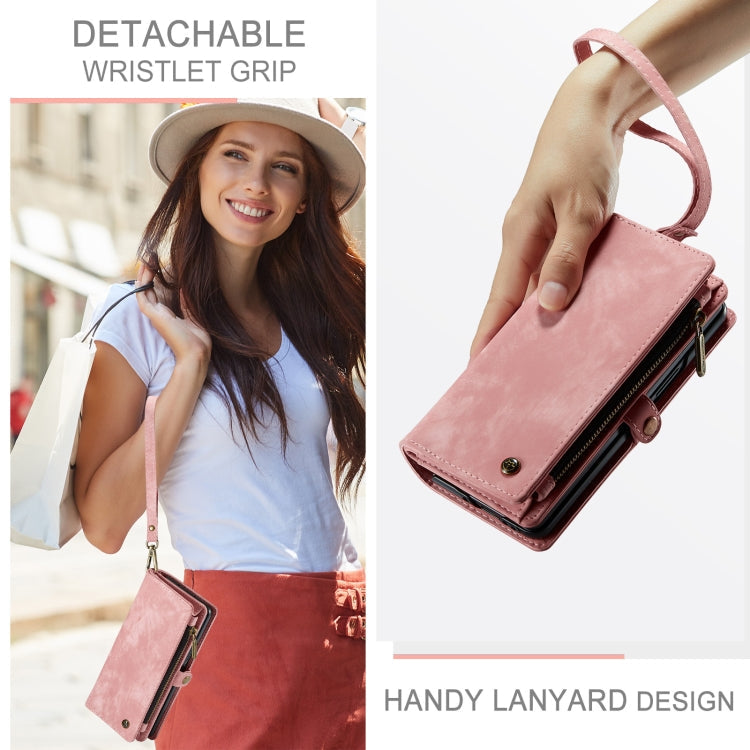 For Samsung Galaxy Z Fold5 CaseMe 008 Multifunctional Zipper Wallet Phone Leather Case(Pink)