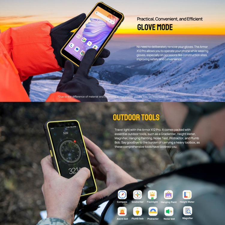 Ulefone Armor X12 Pro, 4GB+64GB, IP68/IP69K Rugged Phone, 5.45 inch Android 13 MediaTek Helio G36 Octa Core, Network: 4G, NFC(Less Green)