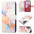 For Samsung Galaxy A25 5G PT003 Marble Pattern Flip Leather Phone Case(Galaxy Marble White LS004)