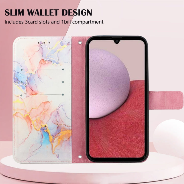 For Samsung Galaxy A25 5G PT003 Marble Pattern Flip Leather Phone Case(Galaxy Marble White LS004)