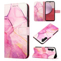 For Samsung Galaxy A25 5G PT003 Marble Pattern Flip Leather Phone Case(Pink Purple Gold LS001)