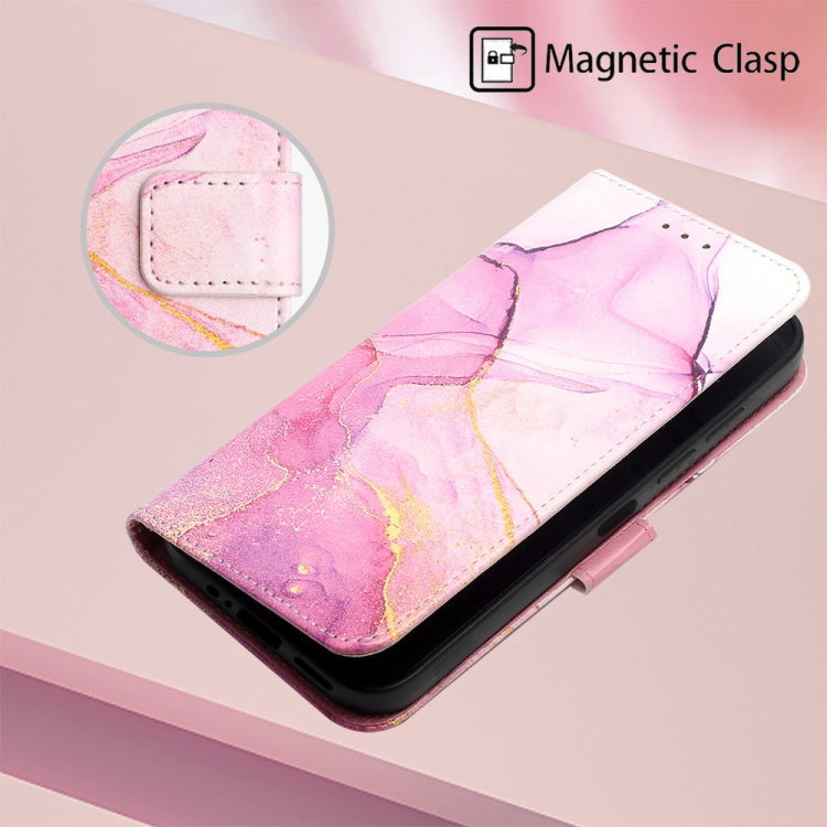For Samsung Galaxy A25 5G PT003 Marble Pattern Flip Leather Phone Case(Pink Purple Gold LS001)