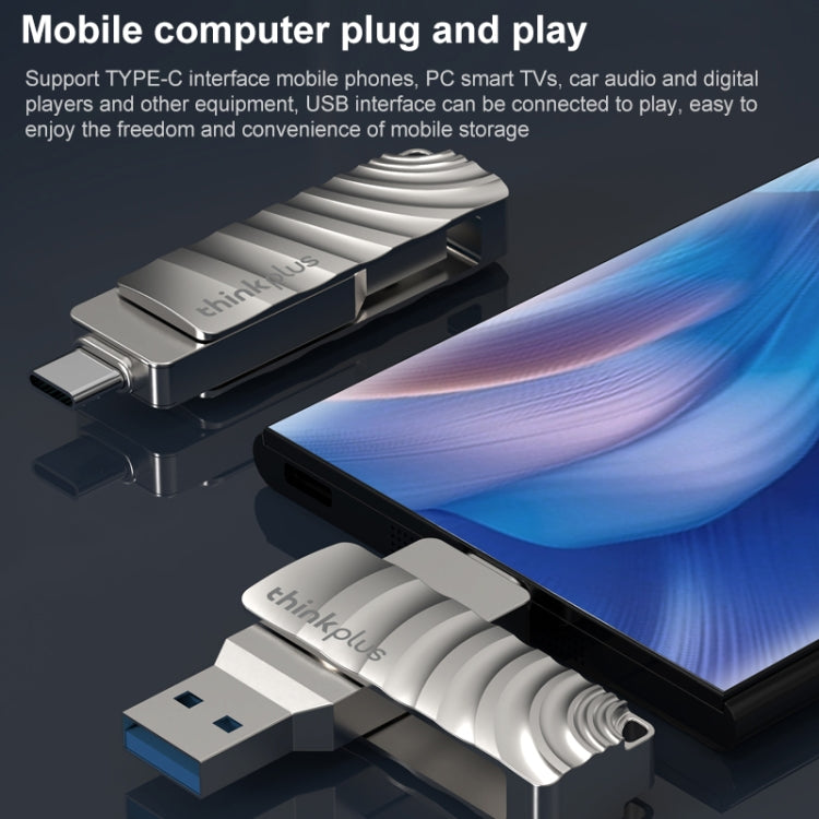 Lenovo Thinkplus MU232 USB 3.2 + USB-C / Type-C Dual Head Flash Drive, Memory:256GB