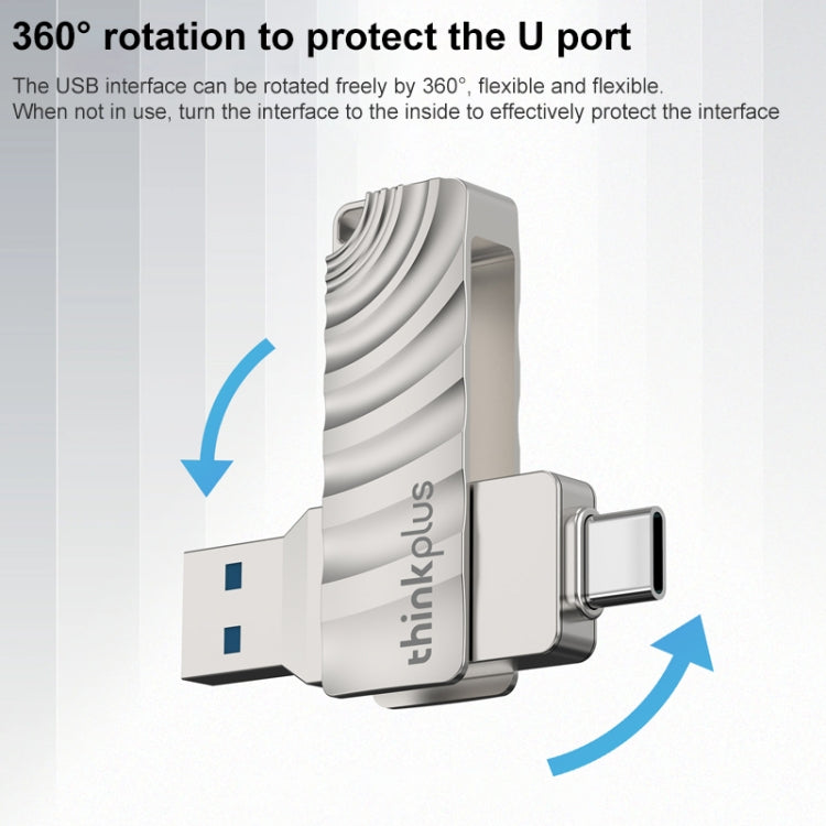 Lenovo Thinkplus MU232 USB 3.2 + USB-C / Type-C Dual Head Flash Drive, Memory:256GB