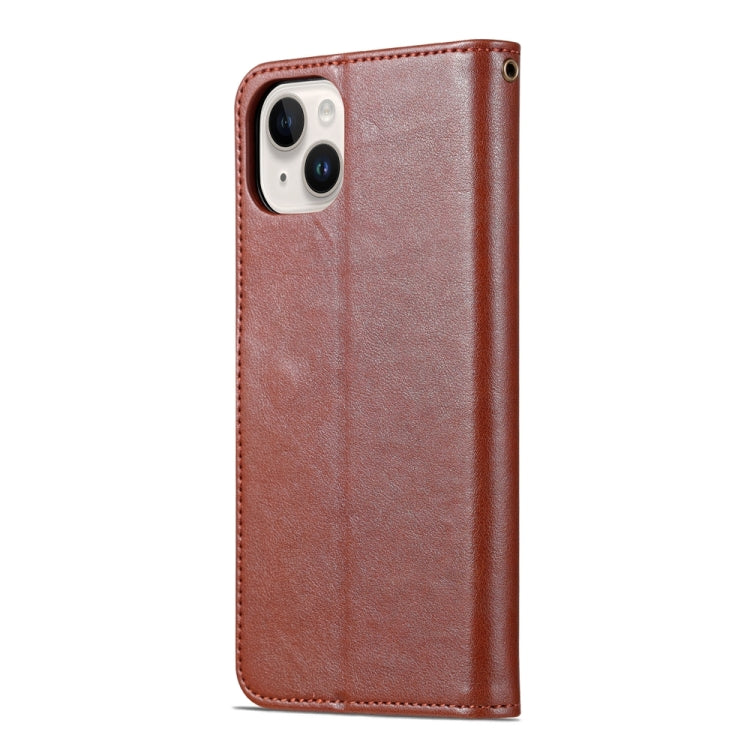 For iPhone 15 AZNS Sheepskin Texture Flip Leather Phone Case(Brown)