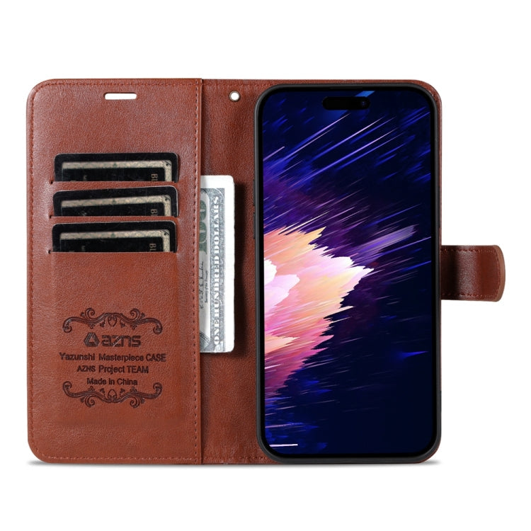 For iPhone 15 AZNS Sheepskin Texture Flip Leather Phone Case(Brown)